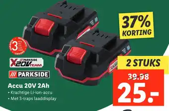 Lidl Parkside accu 20v 2ah aanbieding