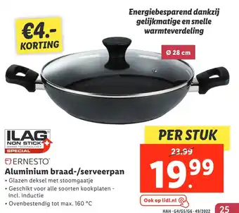 Lidl Rvs braad-/serveerpan aanbieding