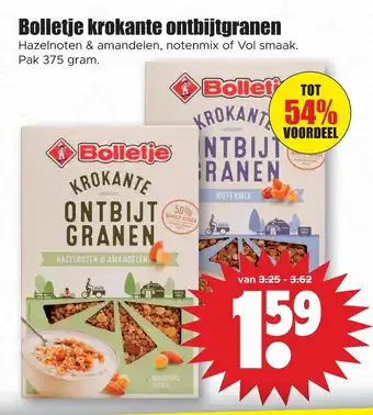 Dirk Bolletje krokante ontbijtgranen 375 gram aanbieding