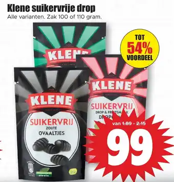 Dirk Klene suikervrije drop 100 of 110 gram aanbieding