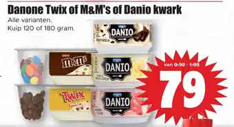 Dirk Danone Twix of M&M's of Danio kwark 120 of 180 gram aanbieding