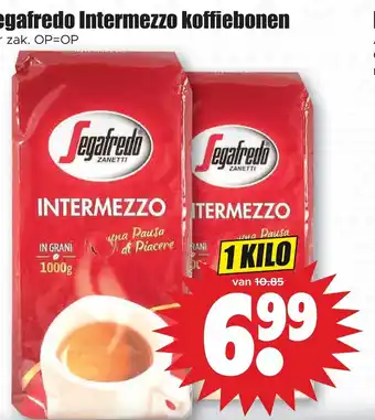 Dirk Segafredo Intermezzo koffiebonen 1 kilo aanbieding