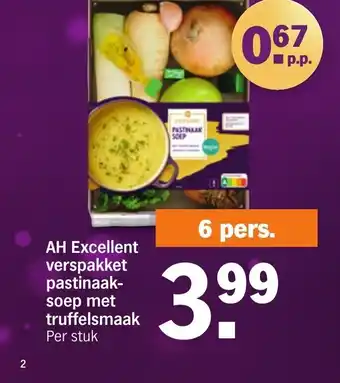 Albert Heijn AH Excellent verspakket pastinaak-soep met truffelsmaak  6 pers. aanbieding