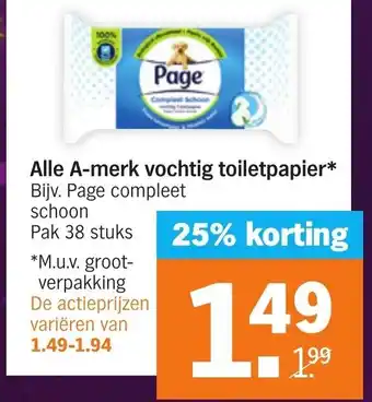 Albert Heijn Alle A-merk vochtig toiletpapier aanbieding