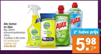 Albert Heijn Alle Dettol en Ajax 80 stuks aanbieding