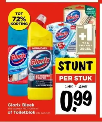 Vomar Voordeelmarkt Glorix Bleek of Toiletblok aanbieding