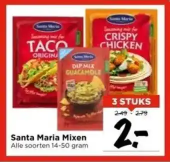 Vomar Voordeelmarkt Santa Maria Mixen 14-50 gram 3 stuks aanbieding