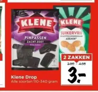 Vomar Voordeelmarkt Klene Drop 110-340 gram 2 zakken aanbieding