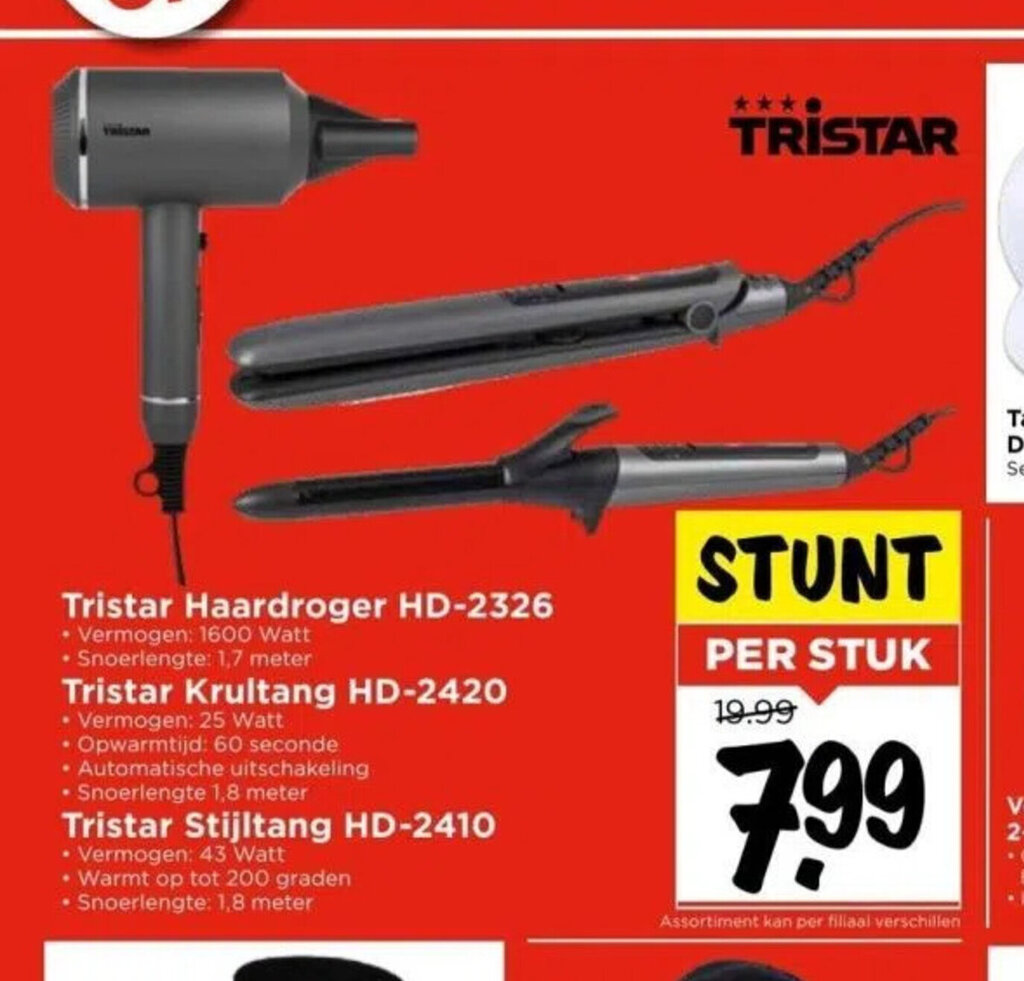 Tristar Haardroger HD-2326 aanbieding bij Vomar Voordeelmarkt