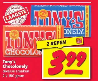 Nettorama Tony's Chocolonely 2 x 180 gram aanbieding