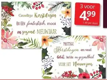 Boekenvoordeel Kerstkaart kerstdagen en nieuwjaar bloemen aanbieding