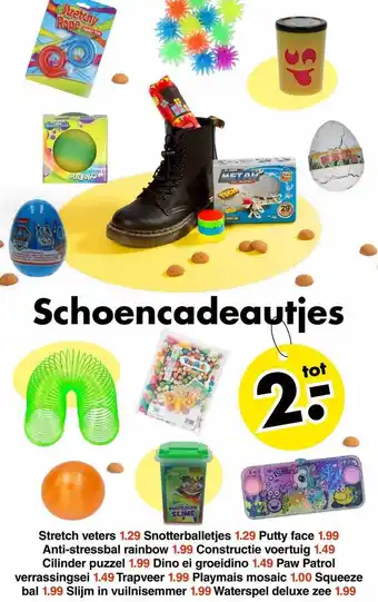 Wibra Stretch veters, snotterballetjes, putty face, anti-stressbal rainbow, constructie voertuig, cilinder puzzel, dino ei groeidin aanbieding