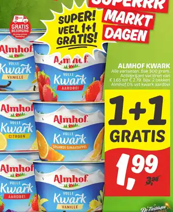 Dekamarkt Almhof kwark 1+1 gratis aanbieding