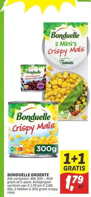 Dekamarkt Bonduelle groente 300g 1+1 gratis aanbieding