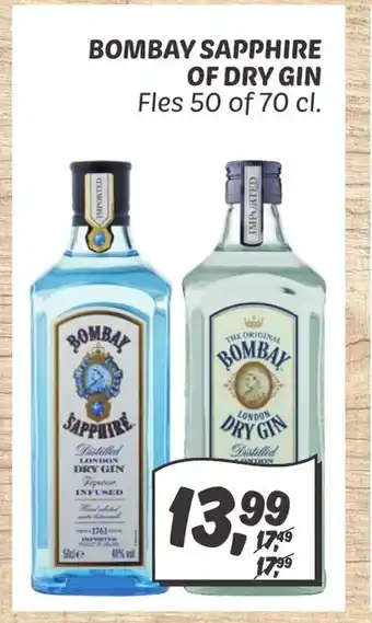 Dekamarkt Bombay sapphire of dry gin 70cl aanbieding