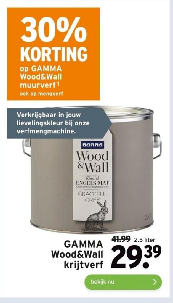 Gamma wood&wall krijtverf 2.5 liter aanbieding bij GAMMA