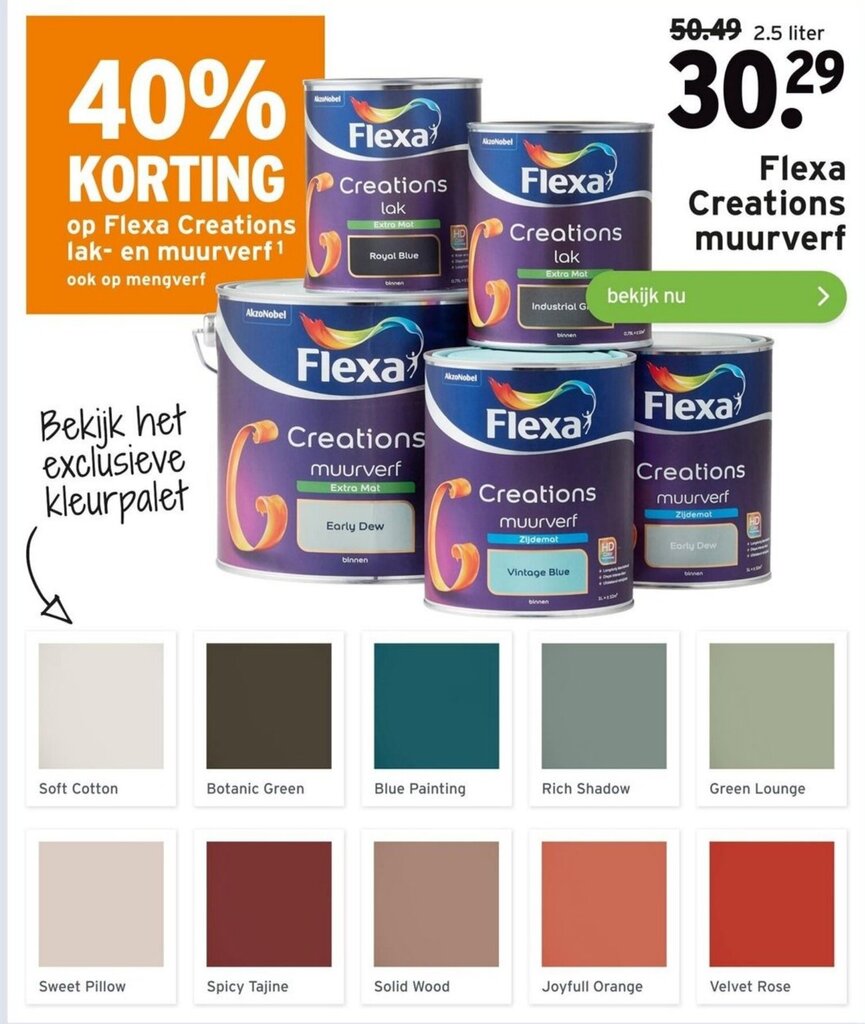 Flexa creations muurverf 2.5 liter aanbieding bij GAMMA