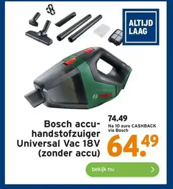 GAMMA Bosch accu-handstofzuiger universal vac 18v (Zonder accu) aanbieding