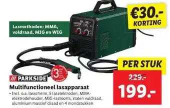 Lidl Multifunctioneel lasapparaat incl. o.a. lasscherm, 5 las elektroden, mmaelektrodehouder, mig-lastoorts, stalen vuldraad, alum aanbieding