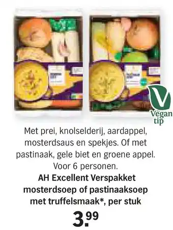 Albert Heijn Ah excellent verspakket mosterdsoep of pastinaaksoep met truffelsmaak aanbieding