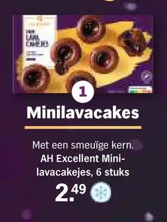 Albert Heijn Ah excellent mini- lavacakejes, 6 stuks aanbieding