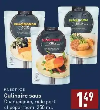 ALDI Culinaire saus champignon, rode port of peperroom. 250 ml. aanbieding