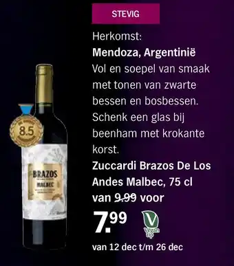 Albert Heijn Zuccardi brazos de los andes malbec, 75 cl aanbieding