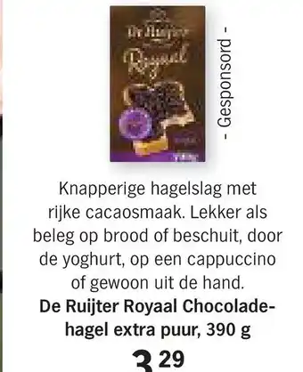 Albert Heijn De ruijter royaal chocolade hagel extra puur, 390 g aanbieding