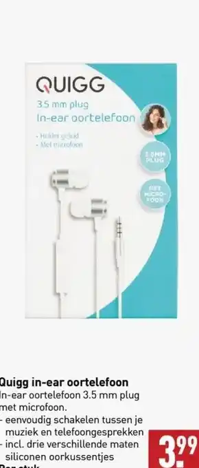 ALDI Quigg in-ear oortelefoon in-ear oortelefoon 3.5 mm plug met microfoon. aanbieding