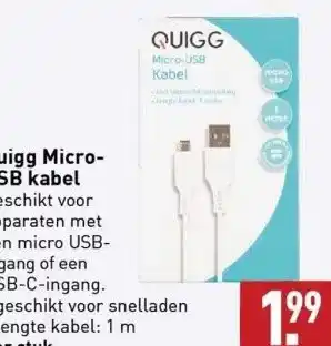 ALDI Quigg microusb kabel geschikt voor aanbieding