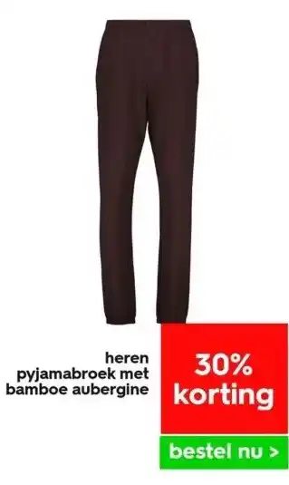 HEMA Heren pyjamabroek met bamboe aubergine aanbieding