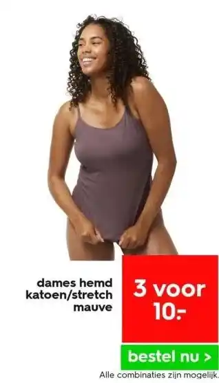 HEMA Dames hemd katoen/stretch mauve aanbieding