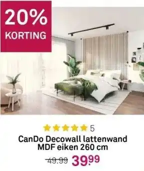 Karwei Cando decowall lattenwand mdf eiken 260 cm aanbieding