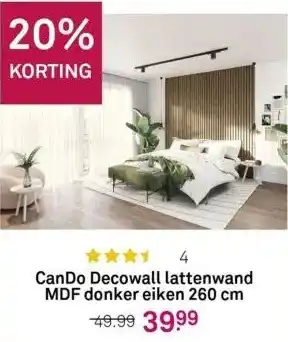 Karwei Cando decowall lattenwand mdf donker eiken 260 cm aanbieding