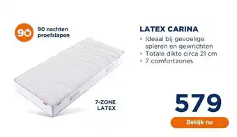 TotaalBED Latex carina • ideaal bij gevoelige spieren en gewrichten • totale dikte circa 21 cm . 7 comfortzones aanbieding