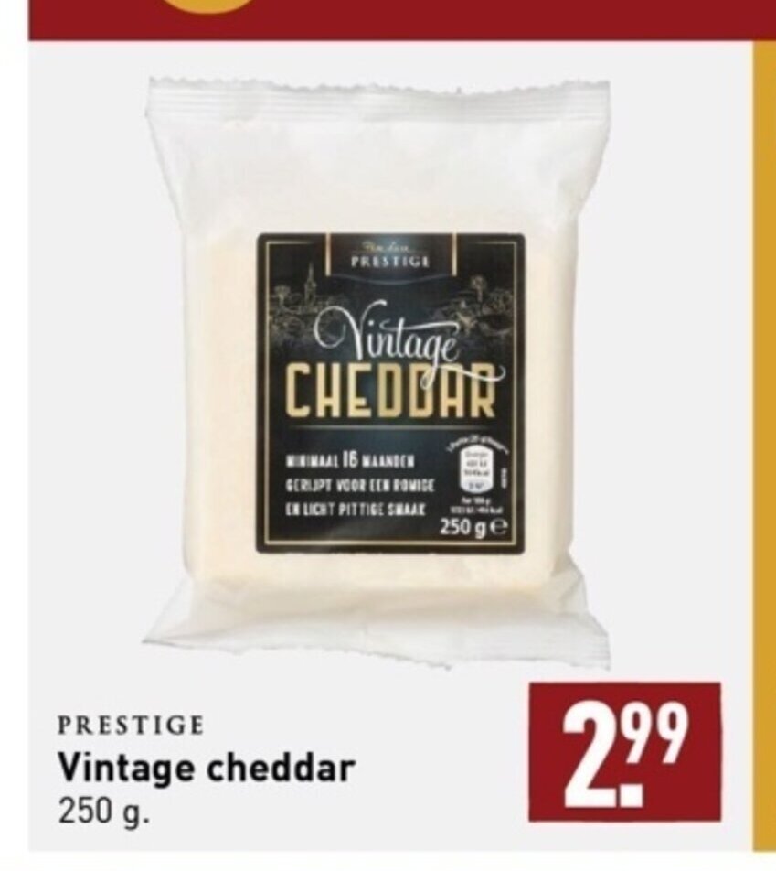 Vintage cheddar 250 gram aanbieding bij ALDI