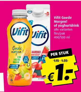 Boni Vifit Goede Morgen! of yoghurtdrink 400/500 ml aanbieding