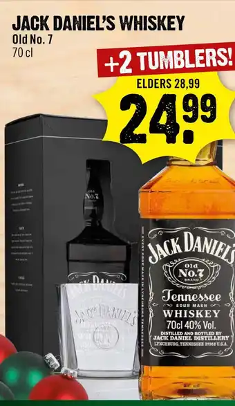 Dirck 3 Jack daniel's  whiskey met 2 tumblers 70 cl aanbieding