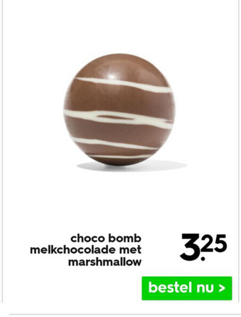 Choco bomb melkchocolade met marshmallow aanbieding bij HEMA