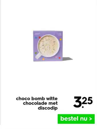 HEMA Choco bomb witte chocolade met discodip aanbieding