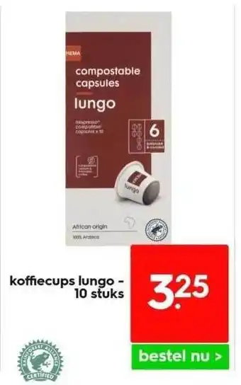 HEMA Koffiecups lungo - 10 stuks aanbieding