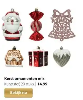 Boerenbond Kerst ornamenten mix kunststof, 20 stuks. | aanbieding