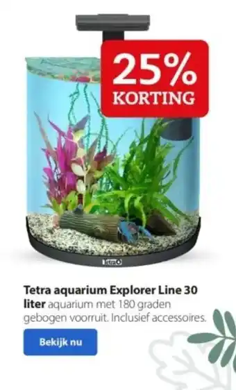 Pets Place Tetra aquarium explorer line 30 liter aquarium met 180 graden gebogen voorruit. inclusief accessoires. aanbieding