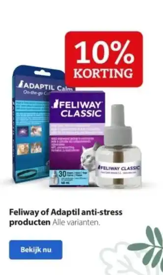 Pets Place Feliway of adaptil anti-stress producten alle varianten. aanbieding