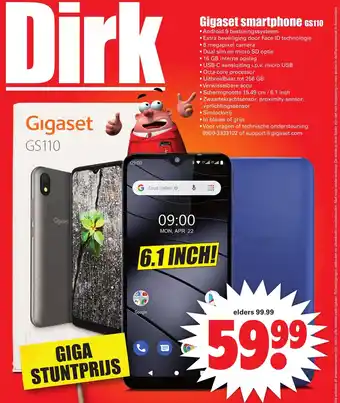 Dirk Gigaset Smartphone GS110 aanbieding