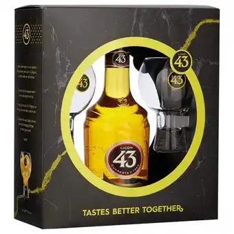 Super Dirck 3 Licor 43 original met 2 'marmer' ballon glazen 70 cl aanbieding