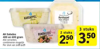 Albert Heijn AH Salades 400 en 600 gram aanbieding