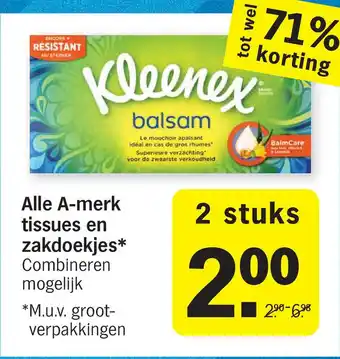 Albert Heijn Alle A-merk tissues en zakdoekjes* aanbieding