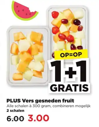 PLUS PLUS Vers gesneden fruit 2*300 gr aanbieding