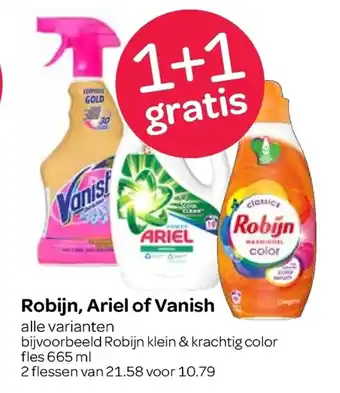 Spar Robijn, Ariel of Vanish 1+1 gratis aanbieding